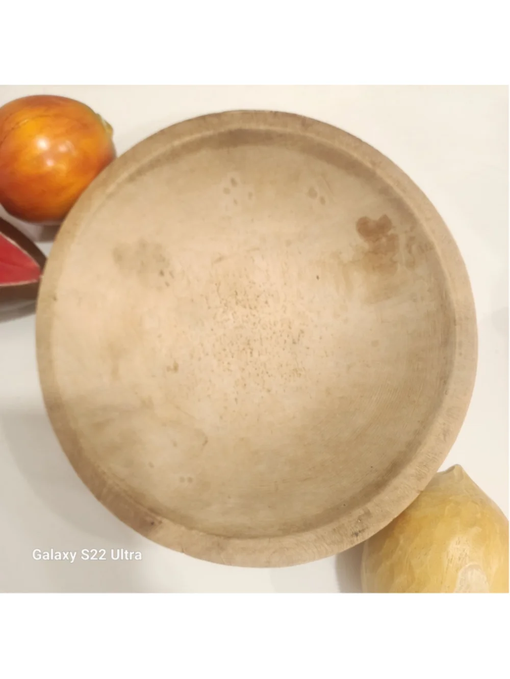 Munising Wood Bowl with Hand Carved Wooden Fruit Set Farmhouse Dec